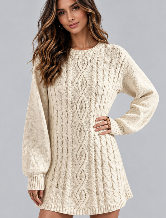 Krissy Cable Knit Sweater Mini Dress