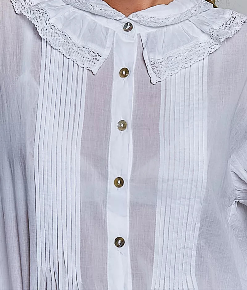 Krissy Lace Pintuck Button Down Shirt