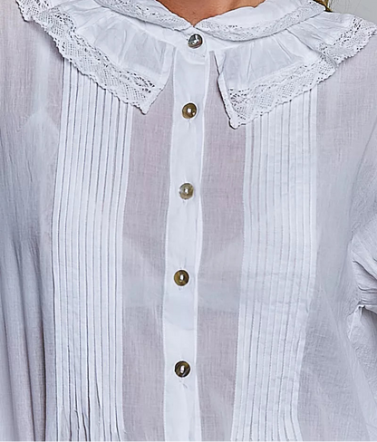 Krissy Lace Pintuck Button Down Shirt