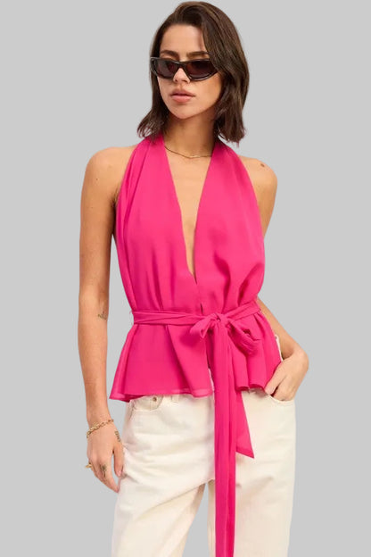 Kylie Halter Backless Scarf Top