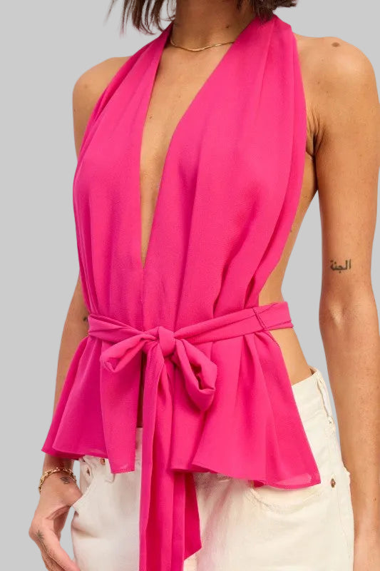 Kylie Halter Backless Scarf Top