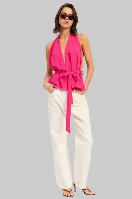 Kylie Halter Backless Scarf Top