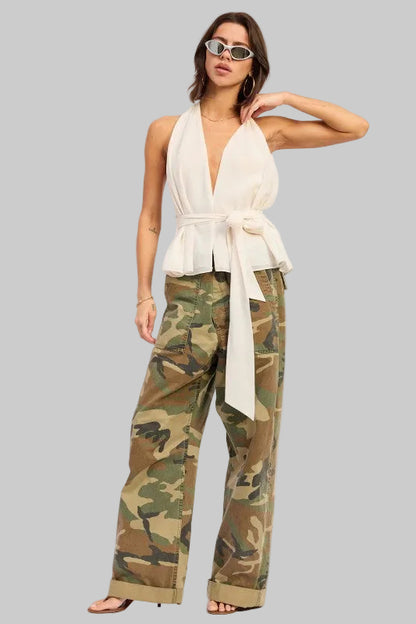 Kylie Halter Backless Scarf Top