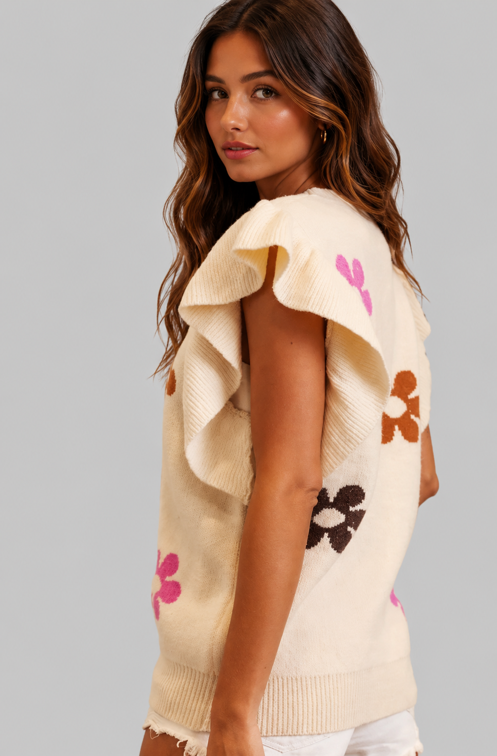 Lainey Flower Ruffled Top
