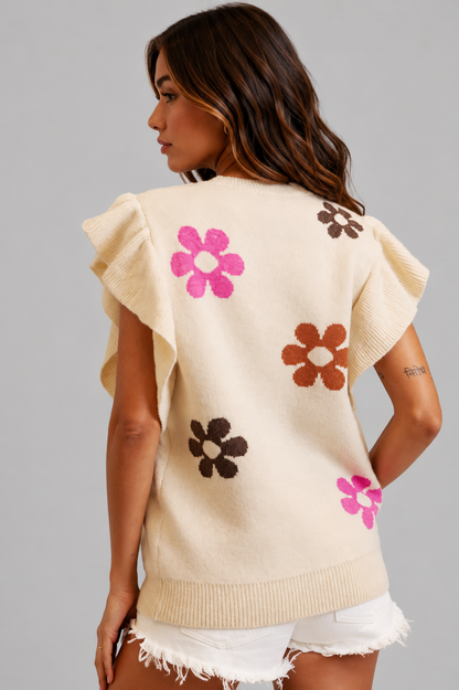Lainey Flower Ruffled Top