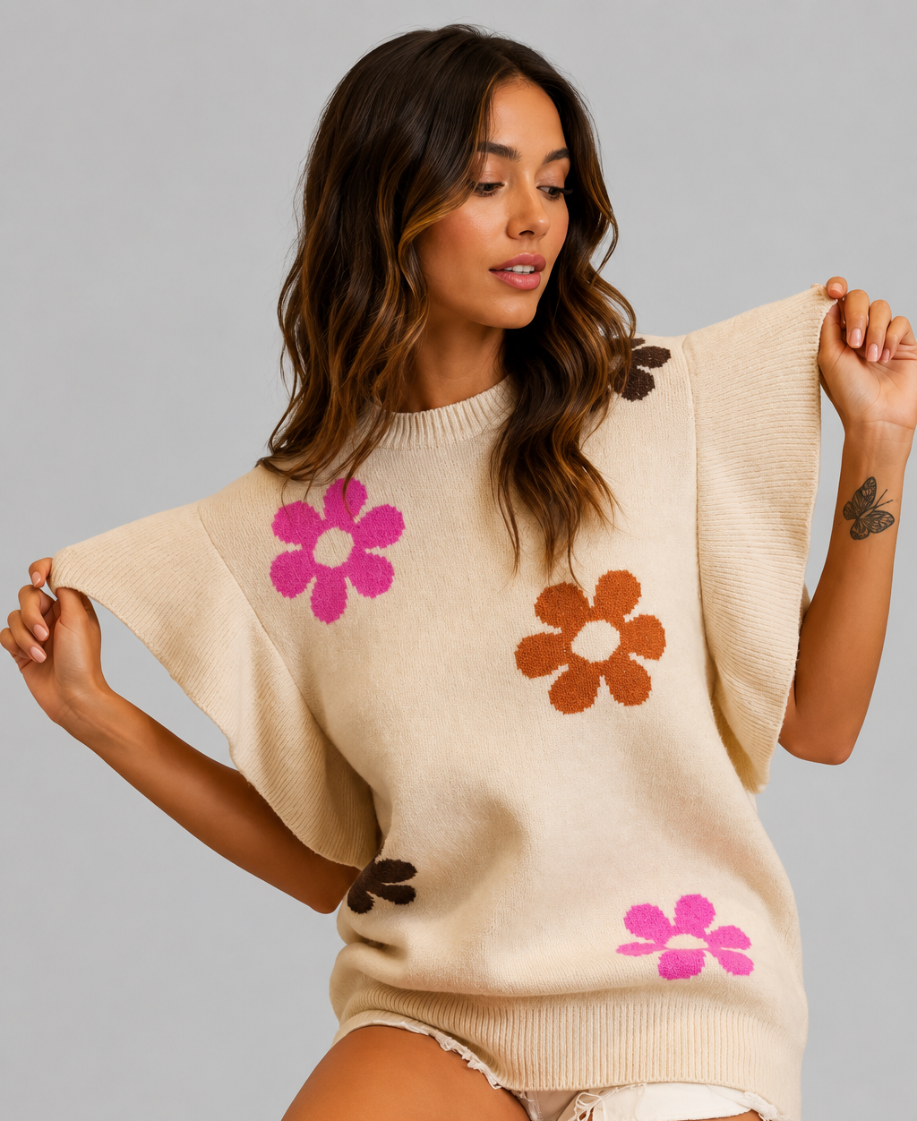 Lainey Flower Ruffled Top