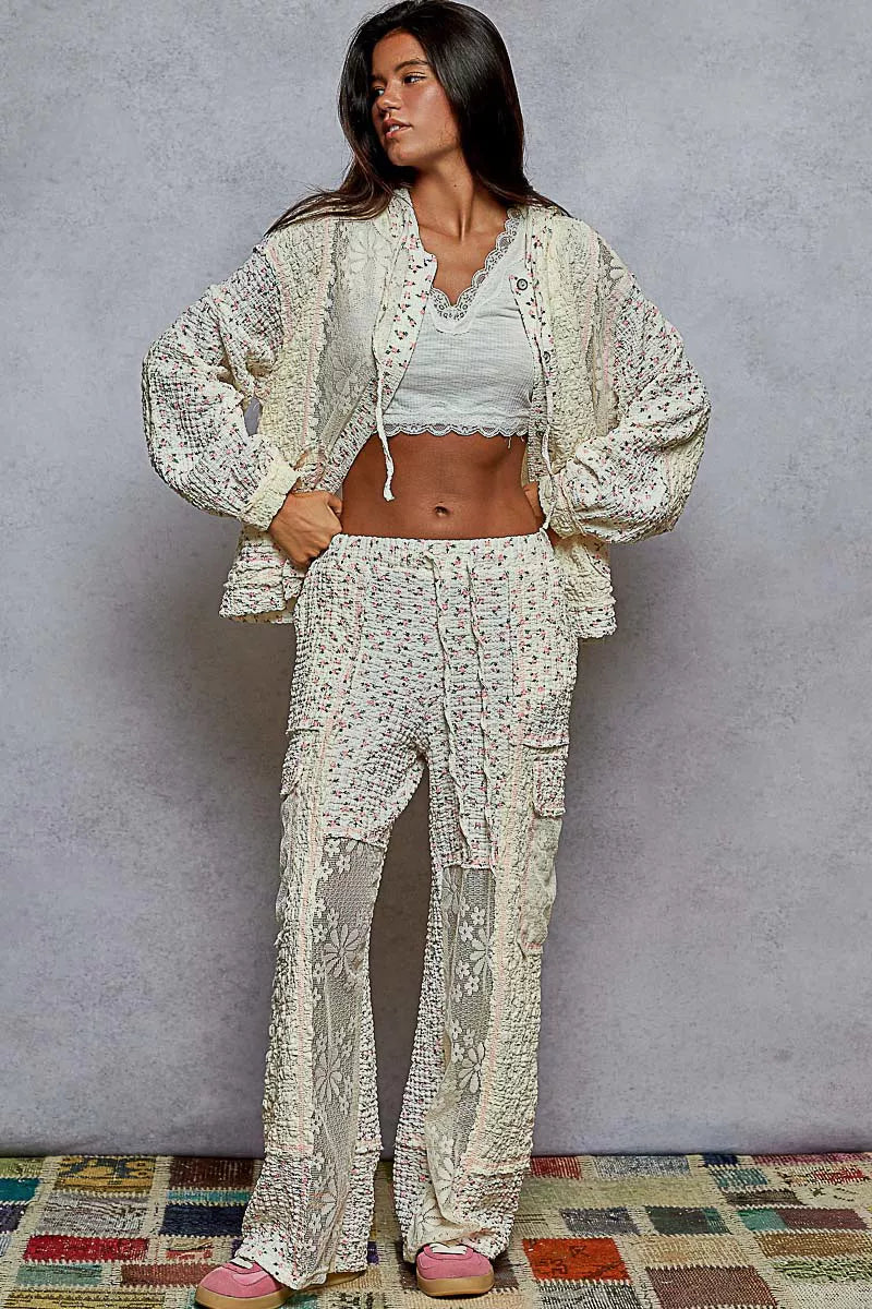 Laura Boho Floral Balloon Sleeve Hooded Lace Jacket