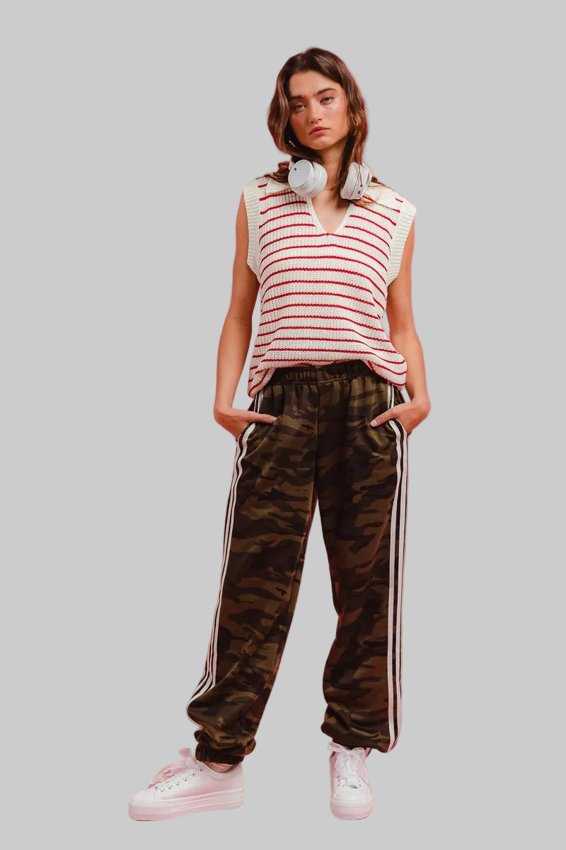 Laura Boho Side Lines Camouflage Track Pants