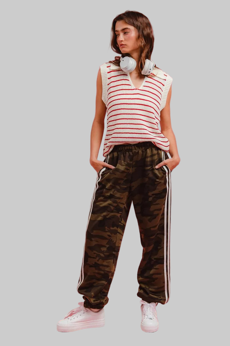 Laura Boho Side Lines Camouflage Track Pants