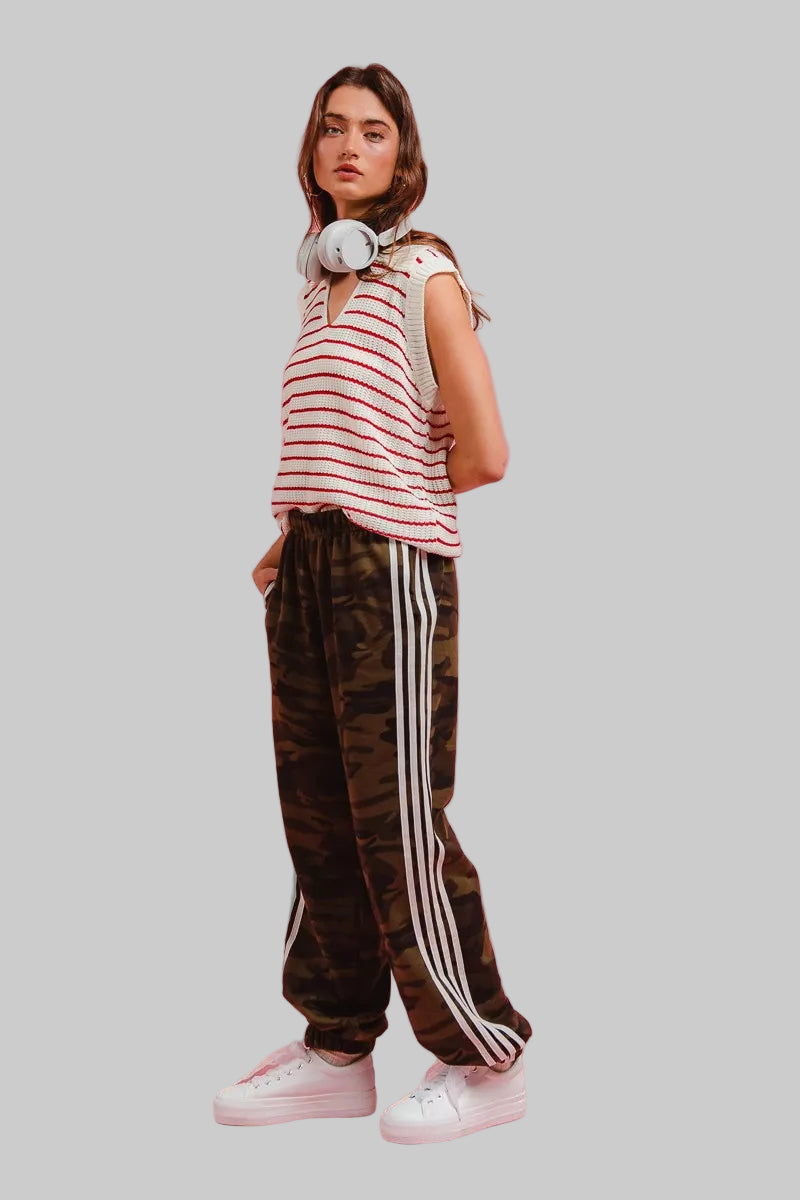 Laura Boho Side Lines Camouflage Track Pants