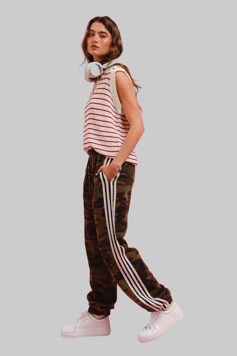 Laura Boho Side Lines Camouflage Track Pants