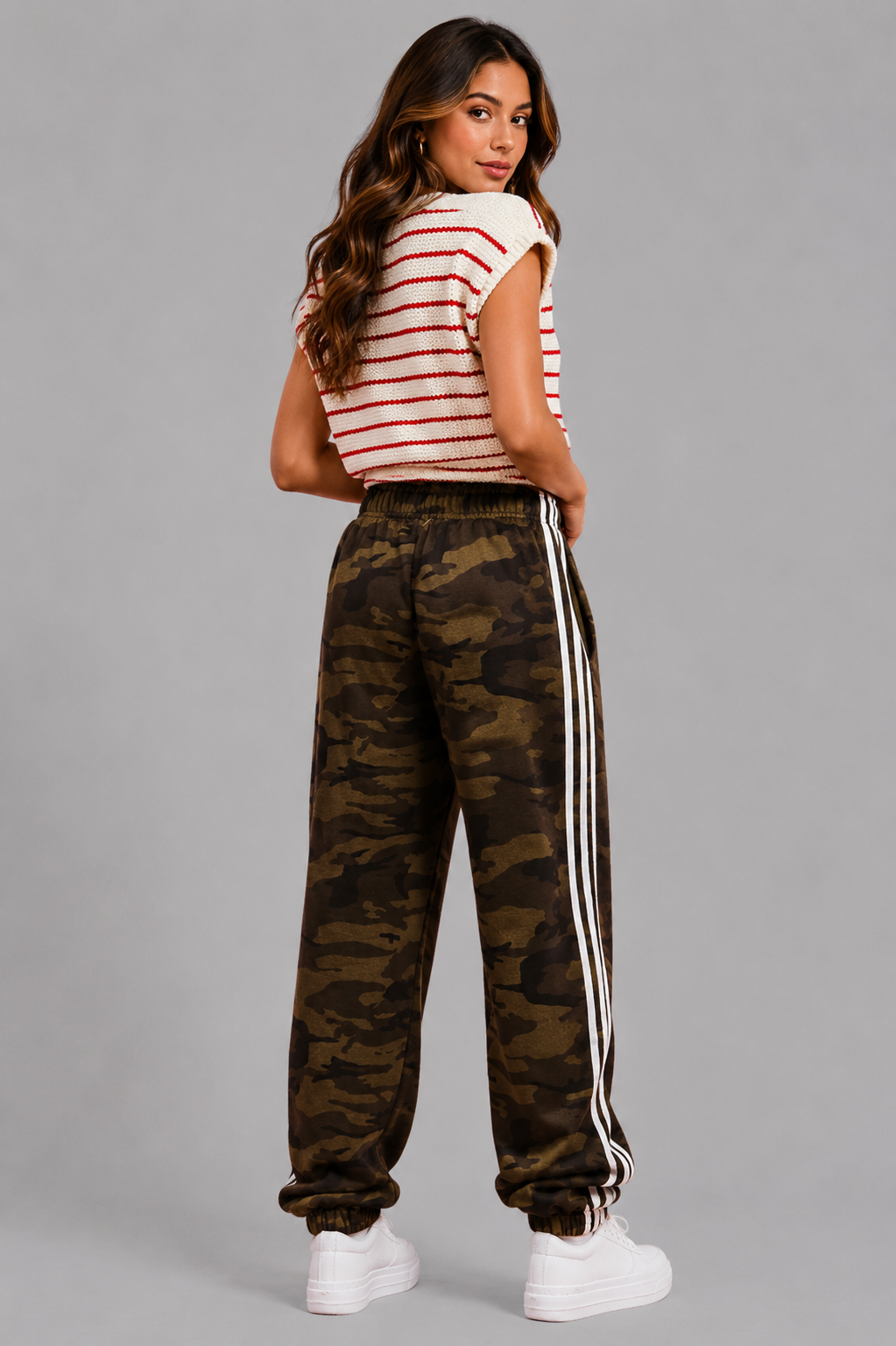 Laura Side Lines Camouflage Track Pants