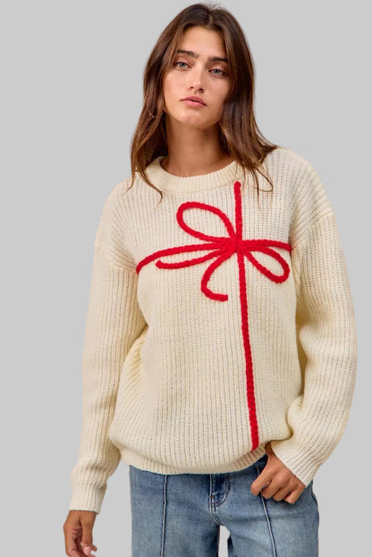Layla Boho Christmas Ribbon Bow Sweater