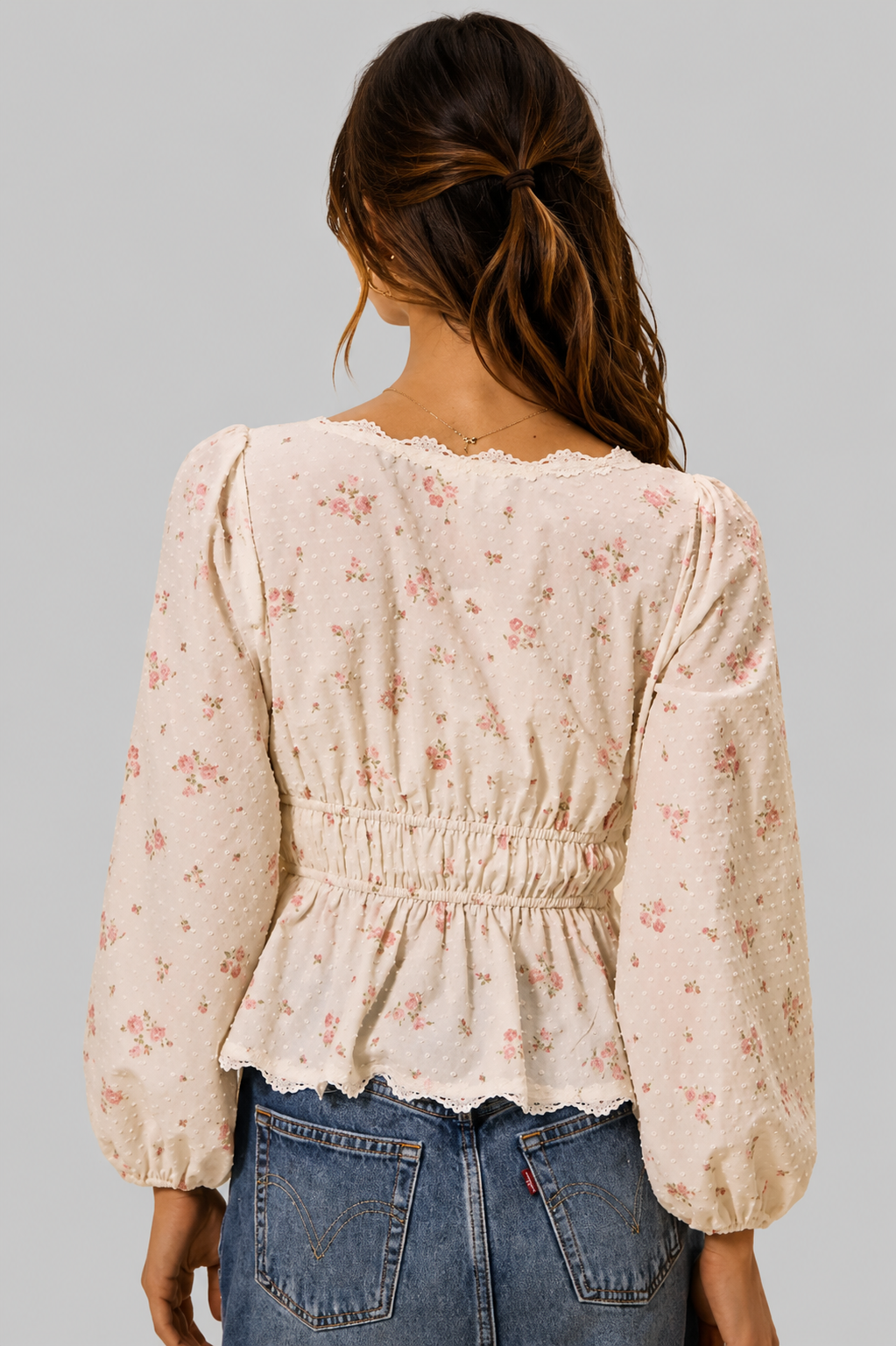Layla Floral & Lace Ruched Blouse