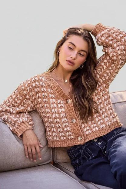 Leah Boho Chenille Textured Sweater Cardigan