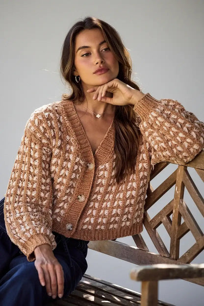Leah Boho Chenille Textured Sweater Cardigan