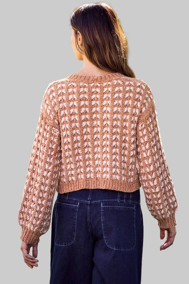 Leah Boho Chenille Textured Sweater Cardigan