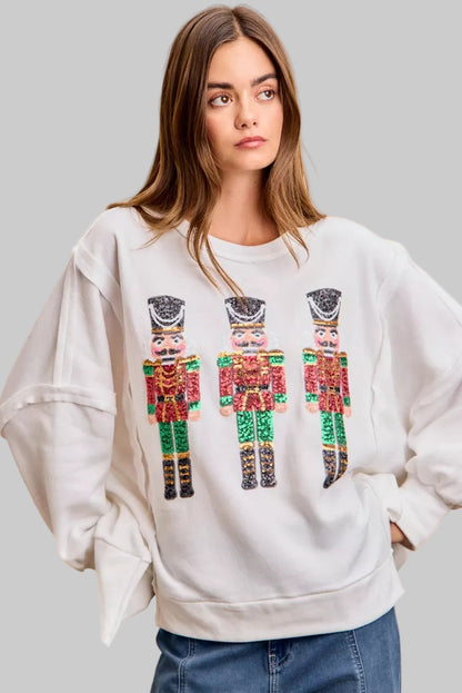 Leanne Christmas Sequin Nutcracker Embroidery Sweatshirt