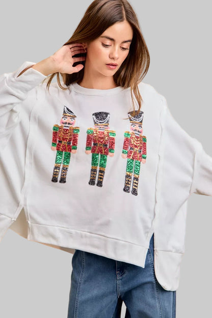 Leanne Christmas Sequin Nutcracker Embroidery Sweatshirt