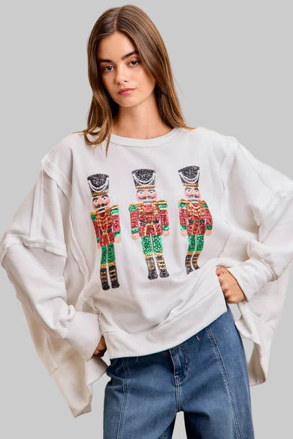 Leanne Christmas Sequin Nutcracker Embroidery Sweatshirt