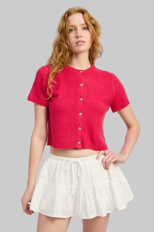 Lilah Ruffle Eyelet Embroidered Mini Skort