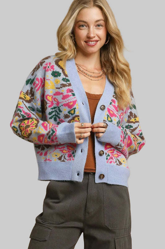 Liliana Boho Floral Button-Up Cardigan