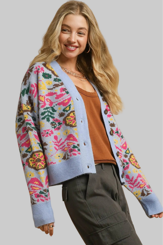 Liliana Boho Floral Button-Up Cardigan