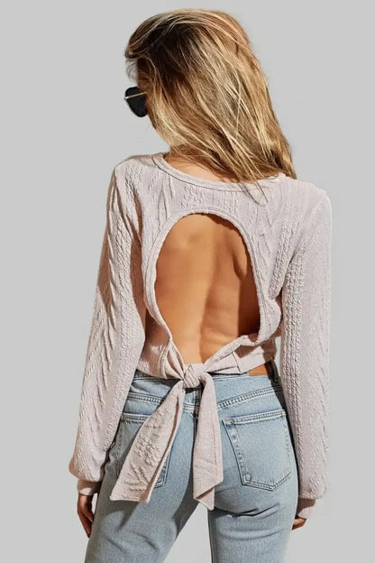 Lillian Cable Knit Open Back Top