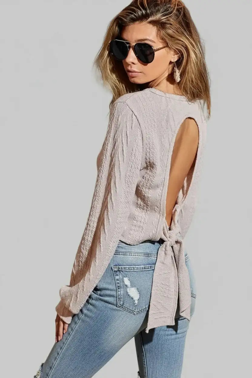 Lillian Cable Knit Open Back Top