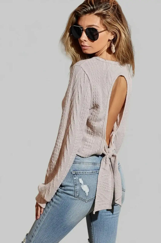 Lillian Cable Knit Open Back Top