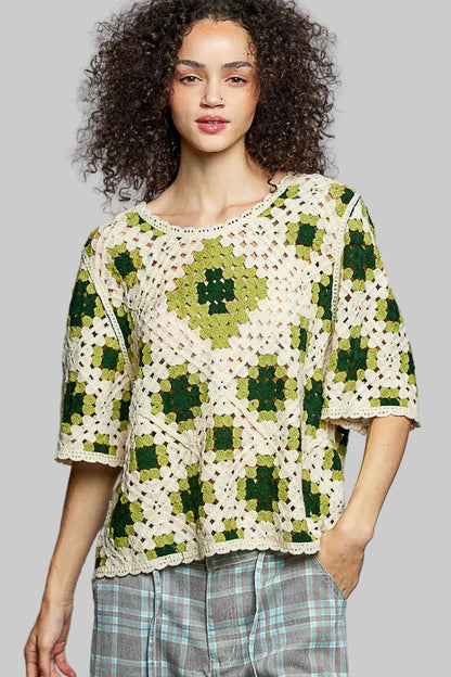Lillian Bohemian Crochet Sweater - Olive