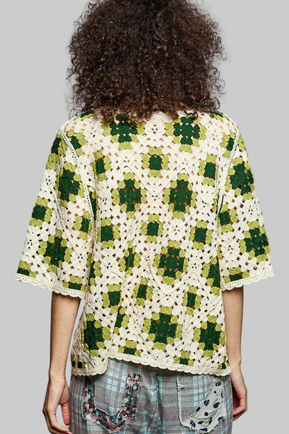 Lillian Bohemian Crochet Sweater - Olive