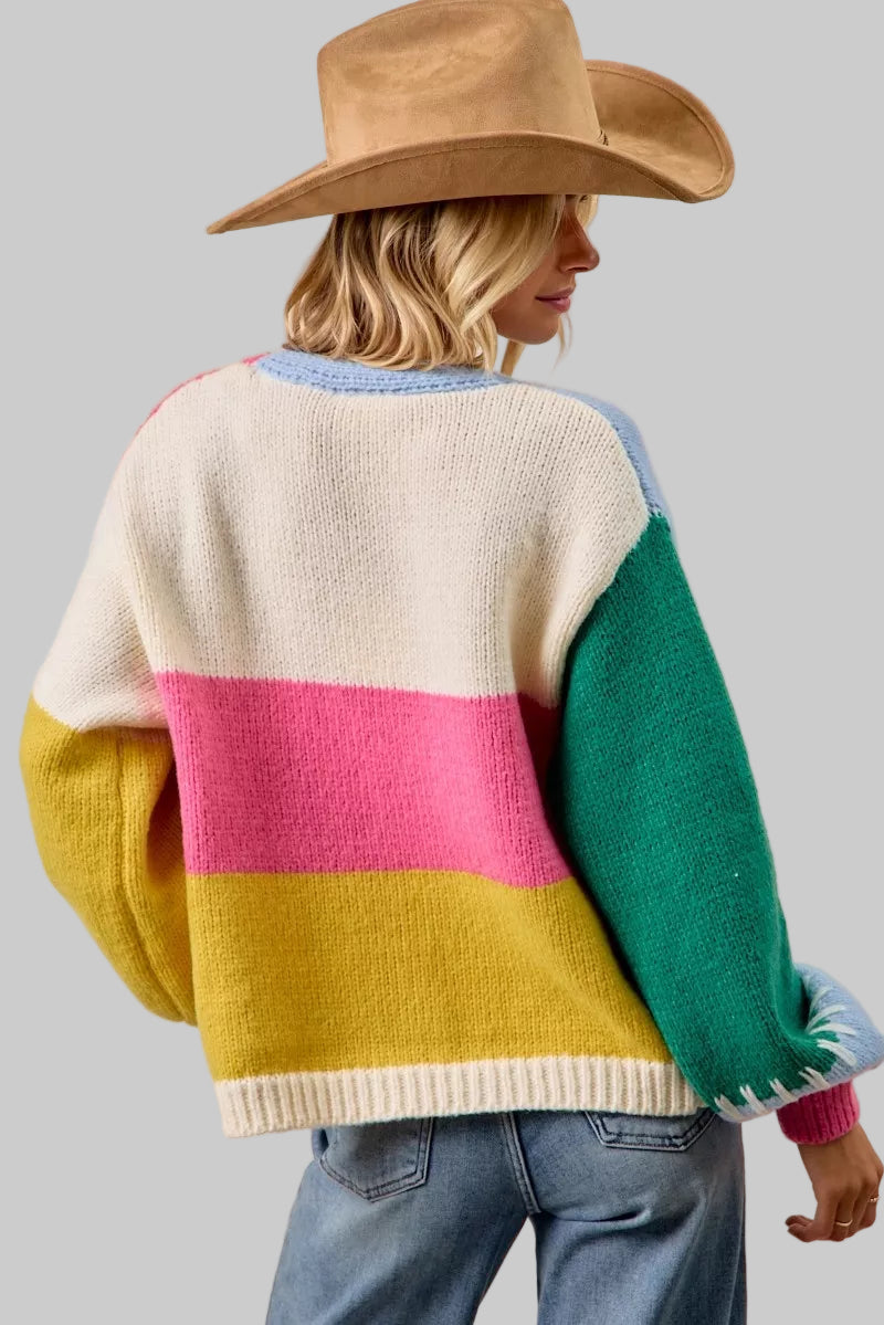 Lily Color Block Bright Cardigan