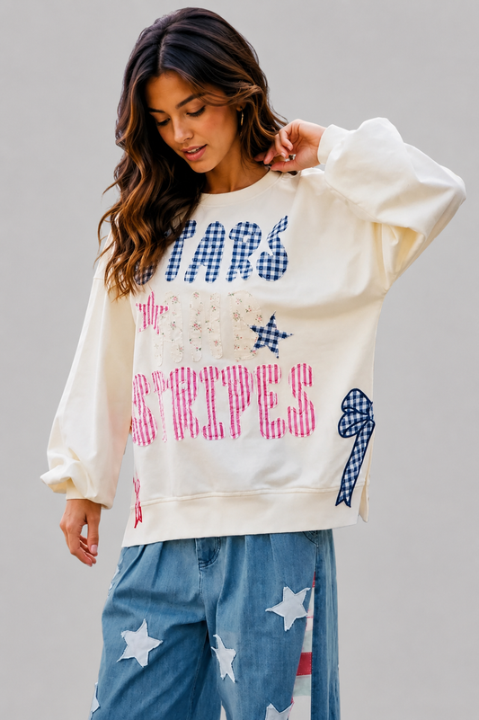Lily Stars & Stripes Patches Sweatshirt