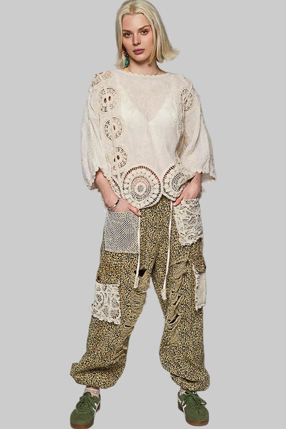 Lucia Boho Crochet Floral Embroidery Top