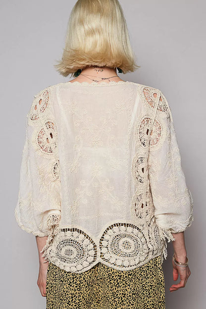 Lucia Boho Crochet Floral Embroidery Top