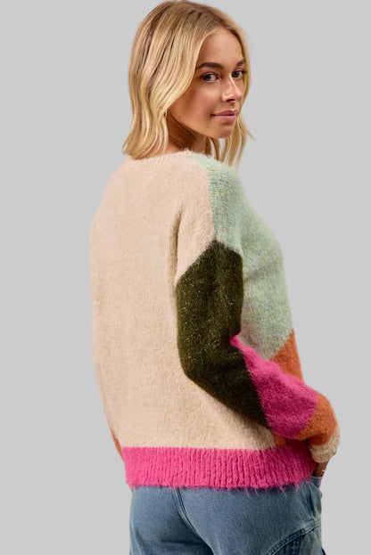 Lucy Geometric Color Block Sweater