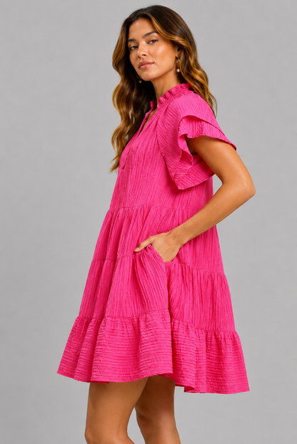 Mabel Fuchsia Ruffle Tiered Mini Dress