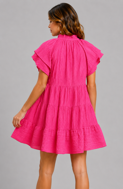 Mabel Fuchsia Ruffle Tiered Mini Dress