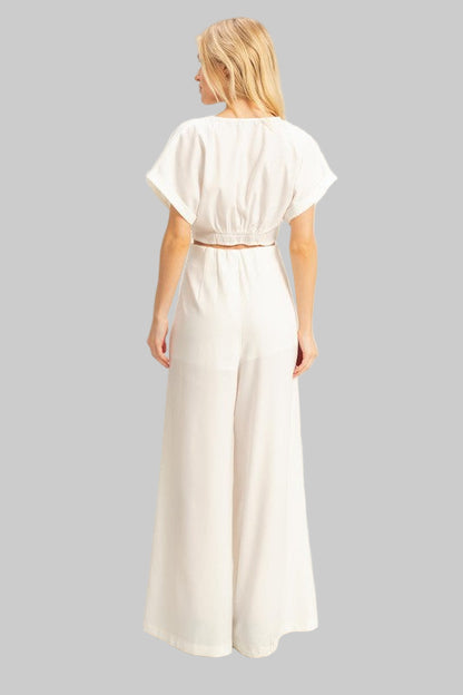 Madeline Boho Twisted Front Top and Wide Leg Pants Set