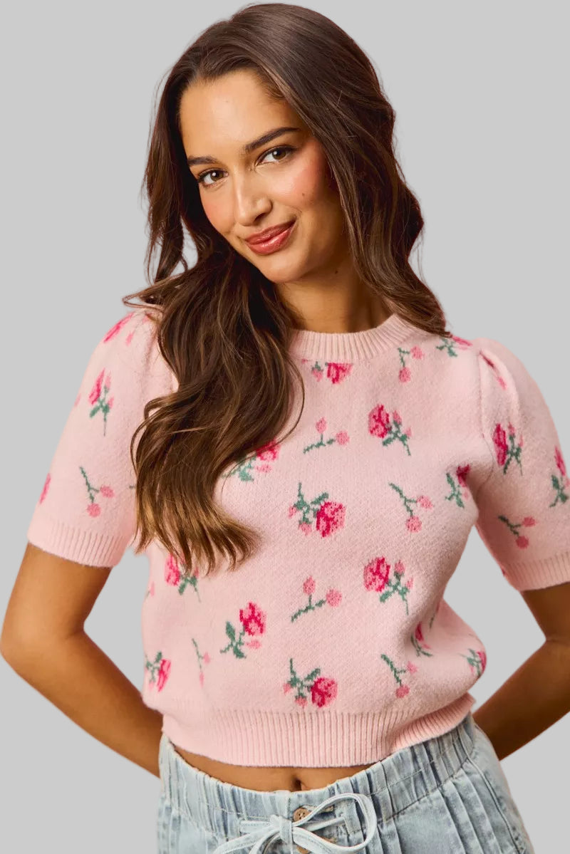 Madelyn Floral Puff Sleeves Sweater