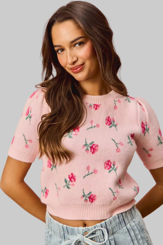 Madelyn Floral Puff Sleeves Sweater