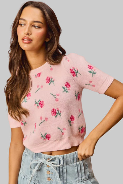 Madelyn Floral Puff Sleeves Sweater
