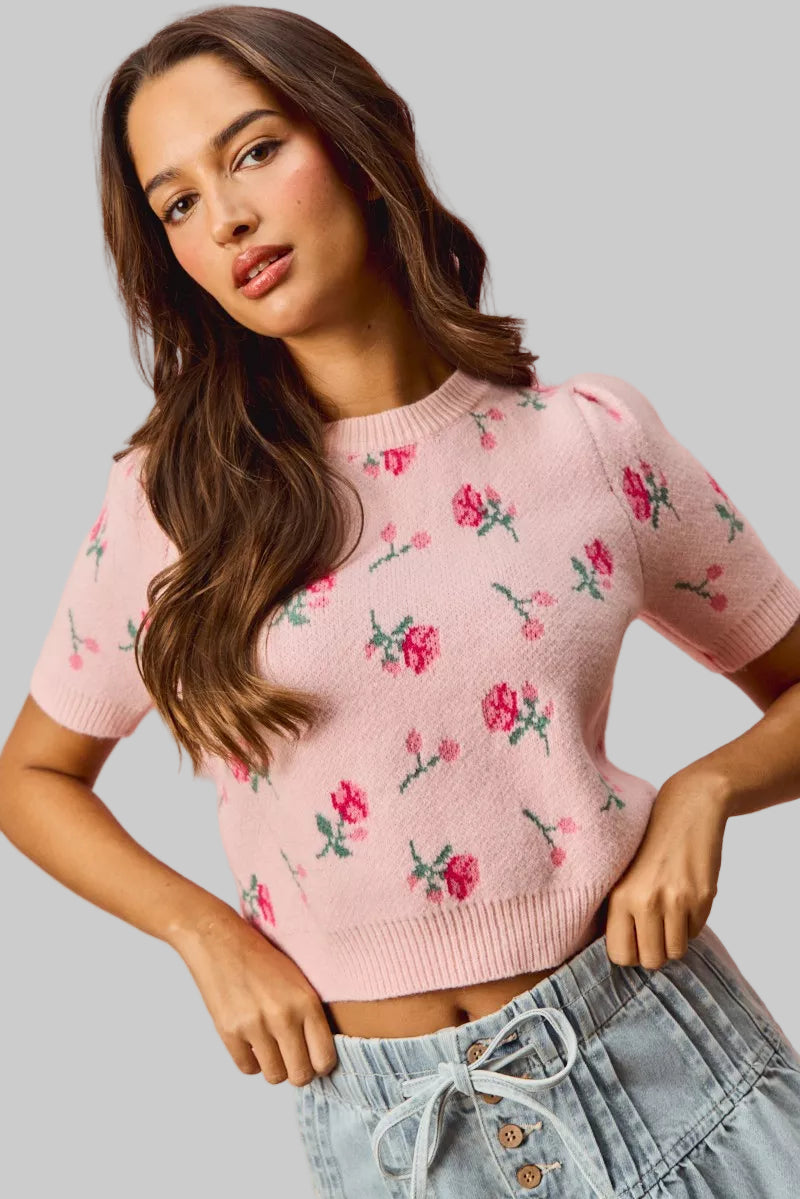 Madelyn Floral Puff Sleeves Sweater