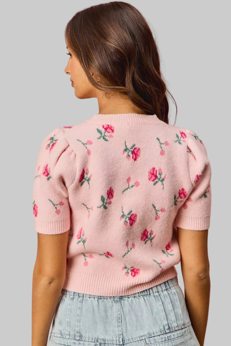 Madelyn Floral Puff Sleeves Sweater