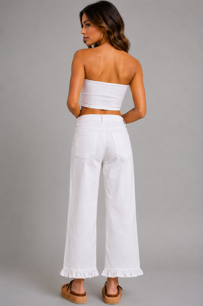 Madelyn Ruffled Bottom Mid Rise Jeans