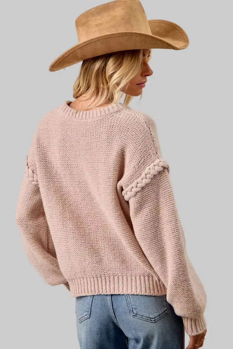 Madison Cable Knit Mocha Sweater