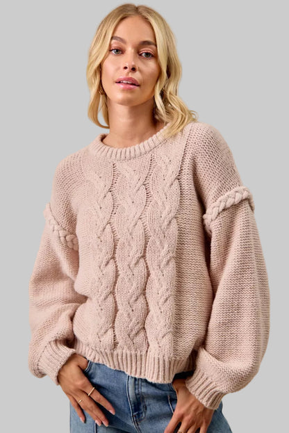 Madison Cable Knit Mocha Sweater