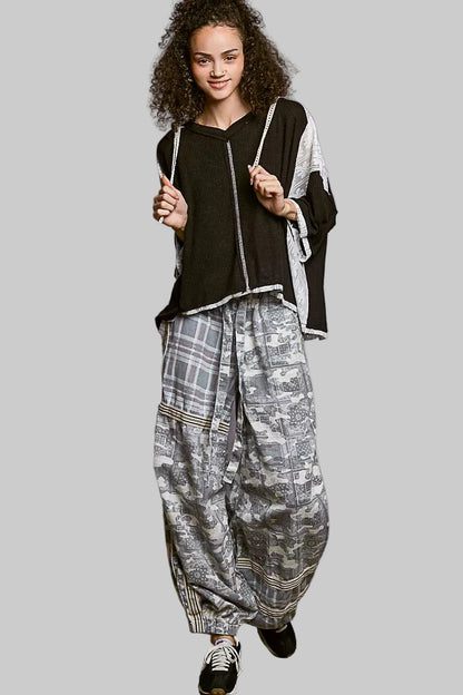 Magnolia Boho Lace Trim Hoodie - Black