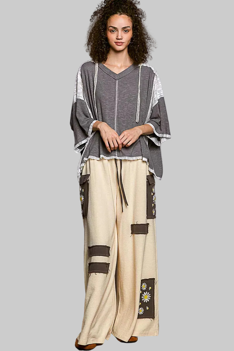 Magnolia Boho Lace Trim Hoodie 